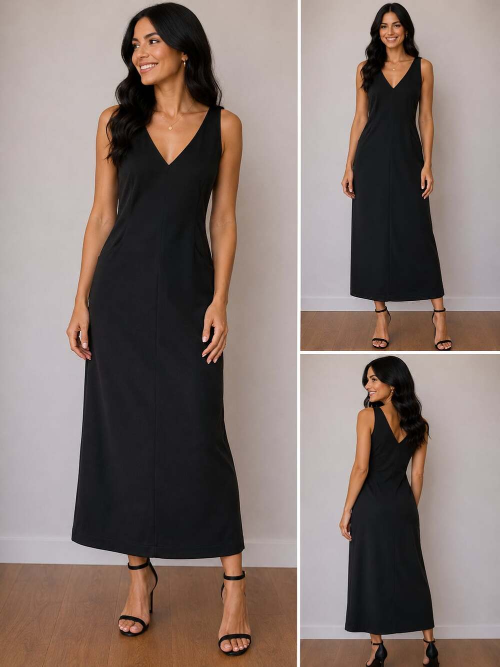 Styleworks Black Sleeveless V-Neck Maxi Dress Size S
Z41JC